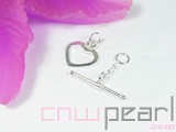 5pcs 925 sterling silver 16mm heart toggle clasps