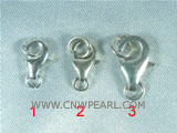 5pcs 925 sterling silver 12mm spring lobster pearl clasps
