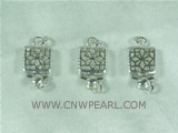 5pcs 925 sterling silver 7mm chiselled square shaped clasps