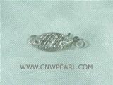5pcs 925 sterling silver 13mm chiselled fish shaped pearl clasps
