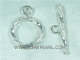 5pcs 925 sterling silver 16mm matte ring toggle clasps