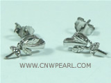 wholesale jewelry: 925 sterling silver leaf shaped studs earring