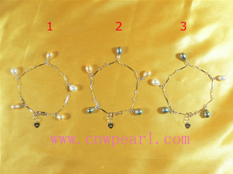 6*8mm freshwater pearl bracelet with sterling silver