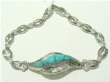 shining 925 silver bracelet with fusiform pattern on wholesale
