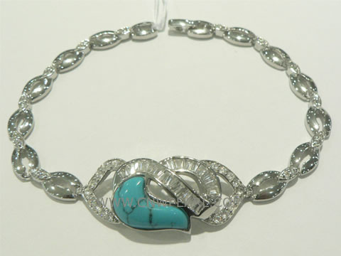 925 silver bracelet with tail shape turquoise on wholesale