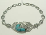 925 silver bracelet with tail shape turquoise on wholesale