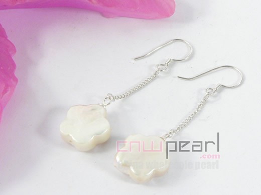 10mm white star shape freshwater pearl dangling earrings