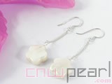 10mm white star shape freshwater pearl dangling earrings