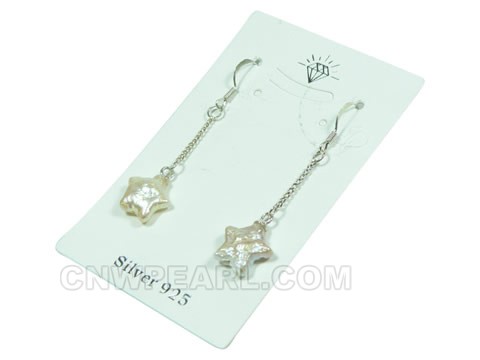 10mm lavender star freshwater pearl dangling earrings