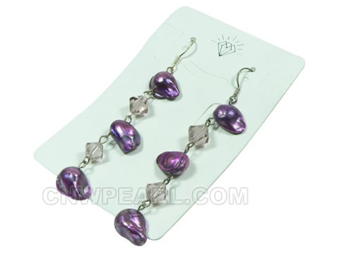 8�13mm blister freshwater pearl sterling dangling earrings