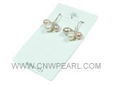 6*8mm three freshwater pearl earrings with 3 colors