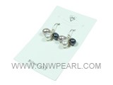 three freshwater pearl 6*8mm earrings with 3 colors