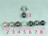 wholesale 6*8mm rice pearl pendant with pendant mounting