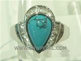 big tear shape turquoise ring in 925 sterling silver on wholesal