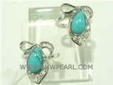 elegant petal shape turquoise ring in 925 silver on wholesale