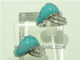 925 silver ring with wave pattern turquoise on wholesale