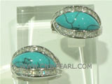 charming eye shape turquoise ring in 925 silver on wholesale