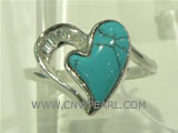 unique heart shape ring gathered turquoise and 925 silver