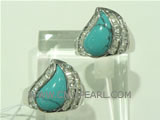 925 silver ring with water shape turquoise on wholesale