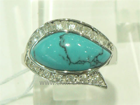 925 ring with eye shape turquoise and silver eyelashes