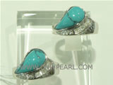 wholesale 925 silver ring with dot shape turquoise