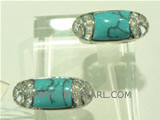 wholesale 925 silver ring with long oval shape turquoise
