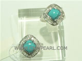 wholesale 925 silver ring with button shape turquoise