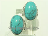 wholesale turquoise ring with flower pattern in the circle