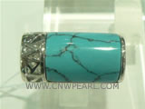 wholesale 925 silver ring with cylinder shape turquoise on it