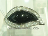 wholesale 925 silver ring with leaf shape agate on it
