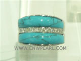 Wholesale 925 silver ring with turquoise in two lines