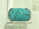 Wholesale 925 silver ring with oval turquoise pattern
