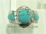 925 silver ring with unique turquoise ornament on wholesale