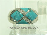 925 silver ring with irregular display of turquoise on wholesale