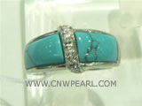 wholesale 925 silver ring with S belt on the turquoise