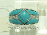 wholesale 925 silver ring with exotic turquoise pattern