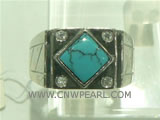 925 silver ring with diamond shape turquoise on wholesale