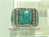 925 silver ring with turquoise patterns on wholesale
