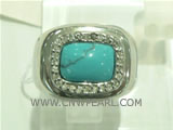 925 silver ring with a square turquoise pattern on wholesale