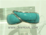 925 silver ring with turquoise random pattern on wholesale