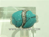 wholesale 925 silver ring with shaped turquoise