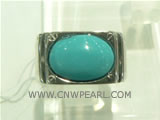 wholesale 925 silver ring with transverse oval turquoise