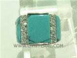 925 silver ring with turquoise square patterns on wholesale