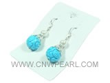 wholesale bell-mouthed blue turquiose sterling dangling earrings