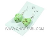apple green irregular shape turquoise sterling dangling earrings