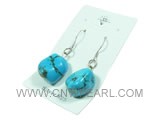 small blue irregular shape turquoise sterling dangling earrings