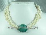 twisted coral necklace with 30*35mm oval turquoise bead