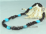 two twisted purple crystal necklace with flower turquoise beads
