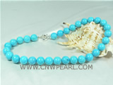 wholesale 14mm round shape turquoise necklace with blue color