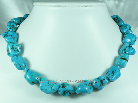 blue irregular shape turquoise necklace on wholesale
